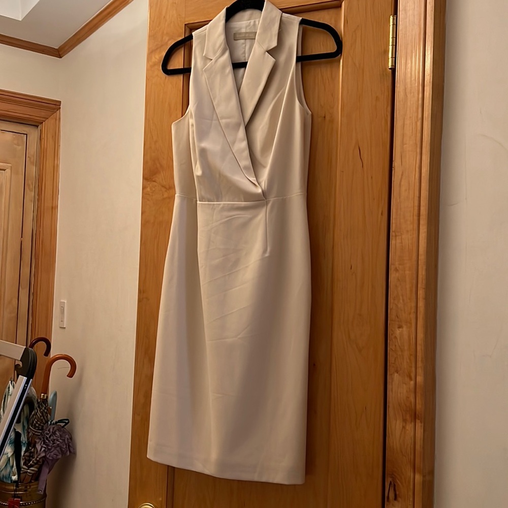 Cream colored Banana Republic sleeveless dress.